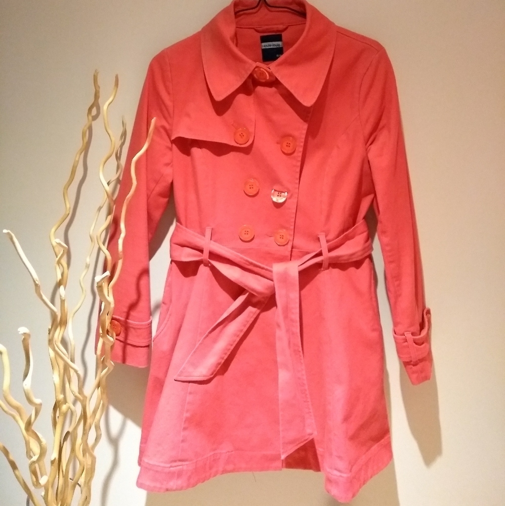 Rosy pink mid length trench coat